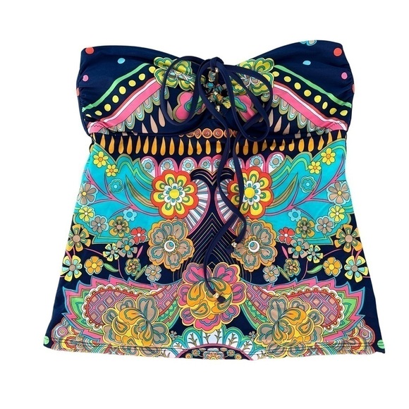 Nanette Lepore Floral Keyhole Front Tankini Swim Top Size Medium - Picture 1 of 7